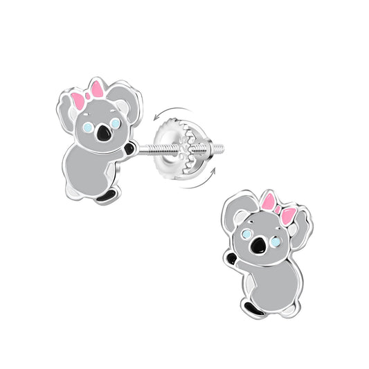 Kinder Ohrringe Koala Schraubverschluss aus 925 Silber