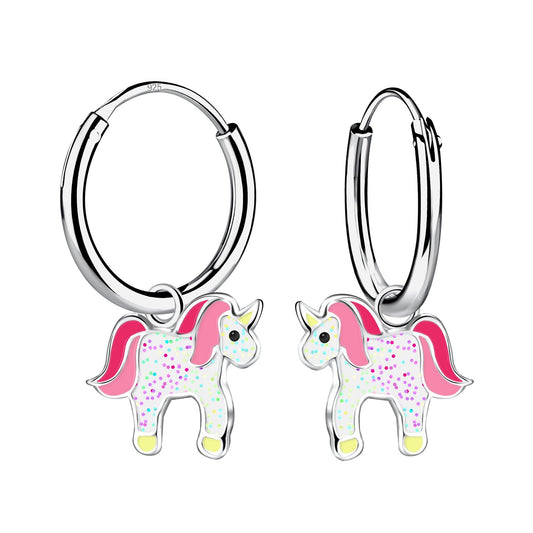 Mädchen Creolen Einhorn aus 925 Silber