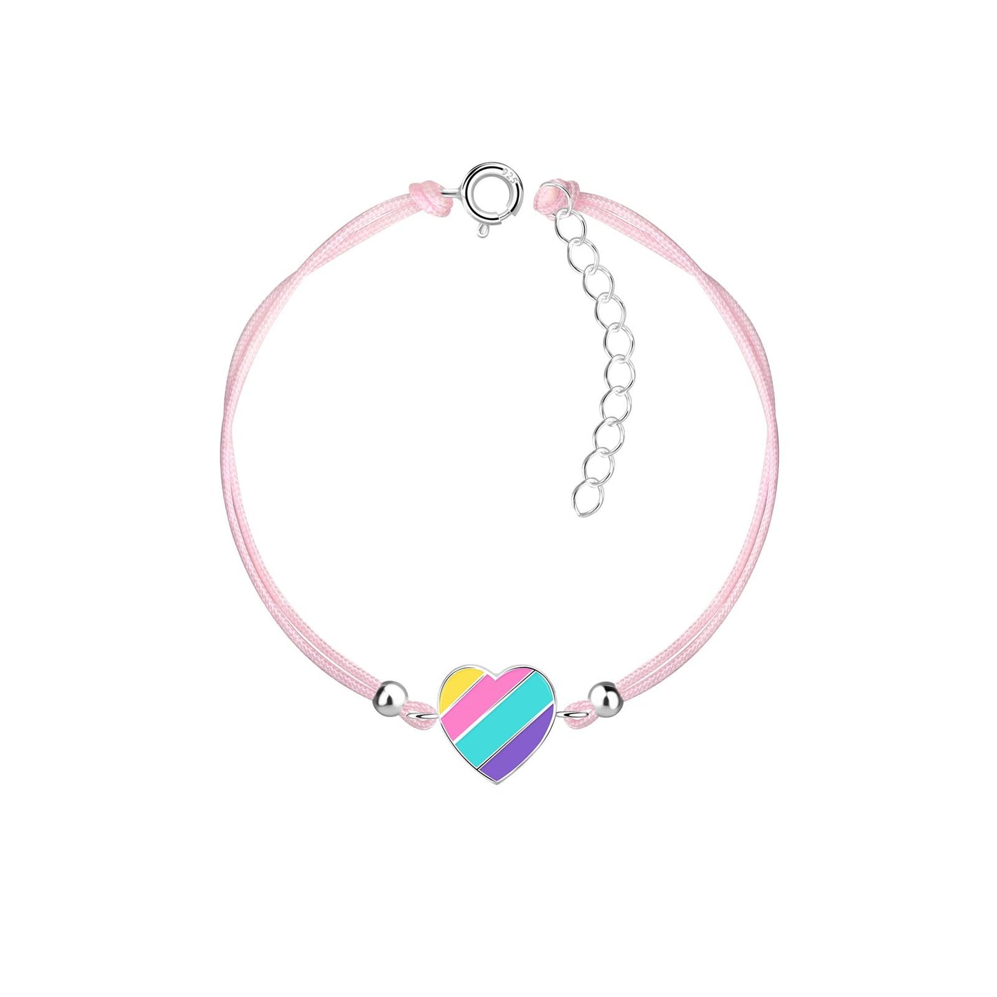 Kinder Armband Regenbogenherz aus 925 Silber