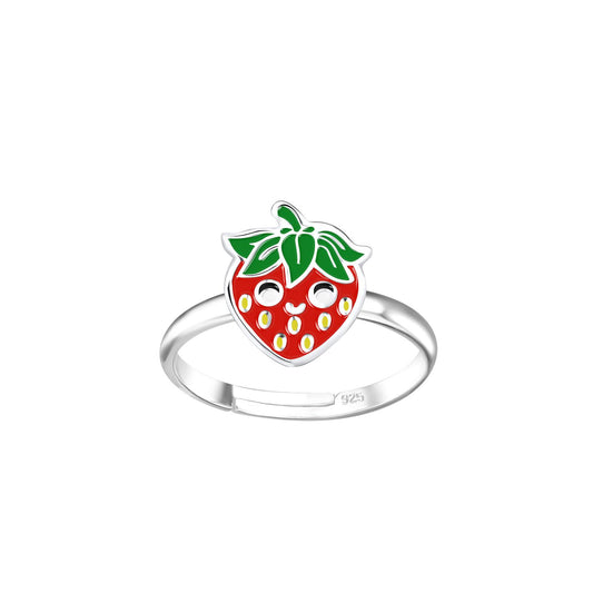 Kinder Ring Erdbeeren aus 925 Silber