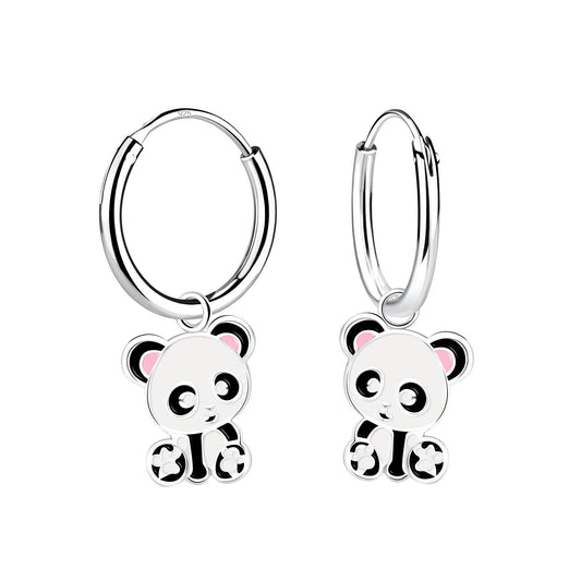 Kinder Creolen Panda aus 925 Silber