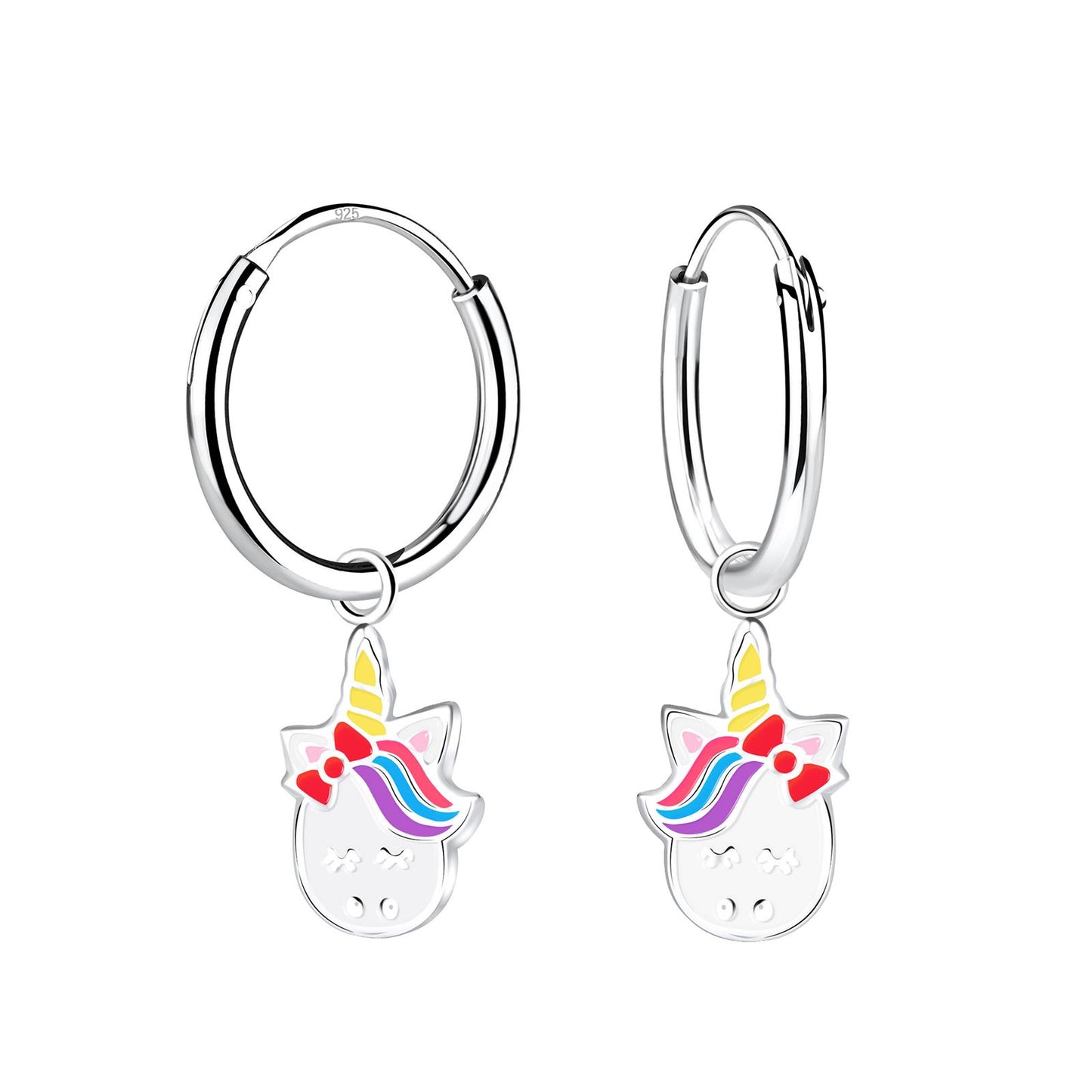 Eenhoorn oorringen voor meisjes van 925 sterling zilver.