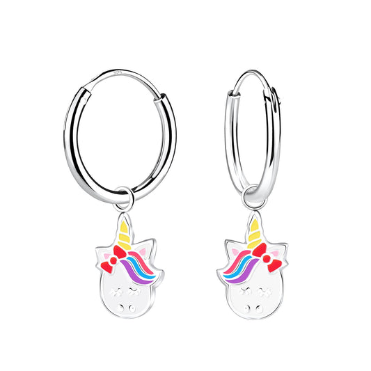 Mädchen Creolen Einhorn aus 925 Silber