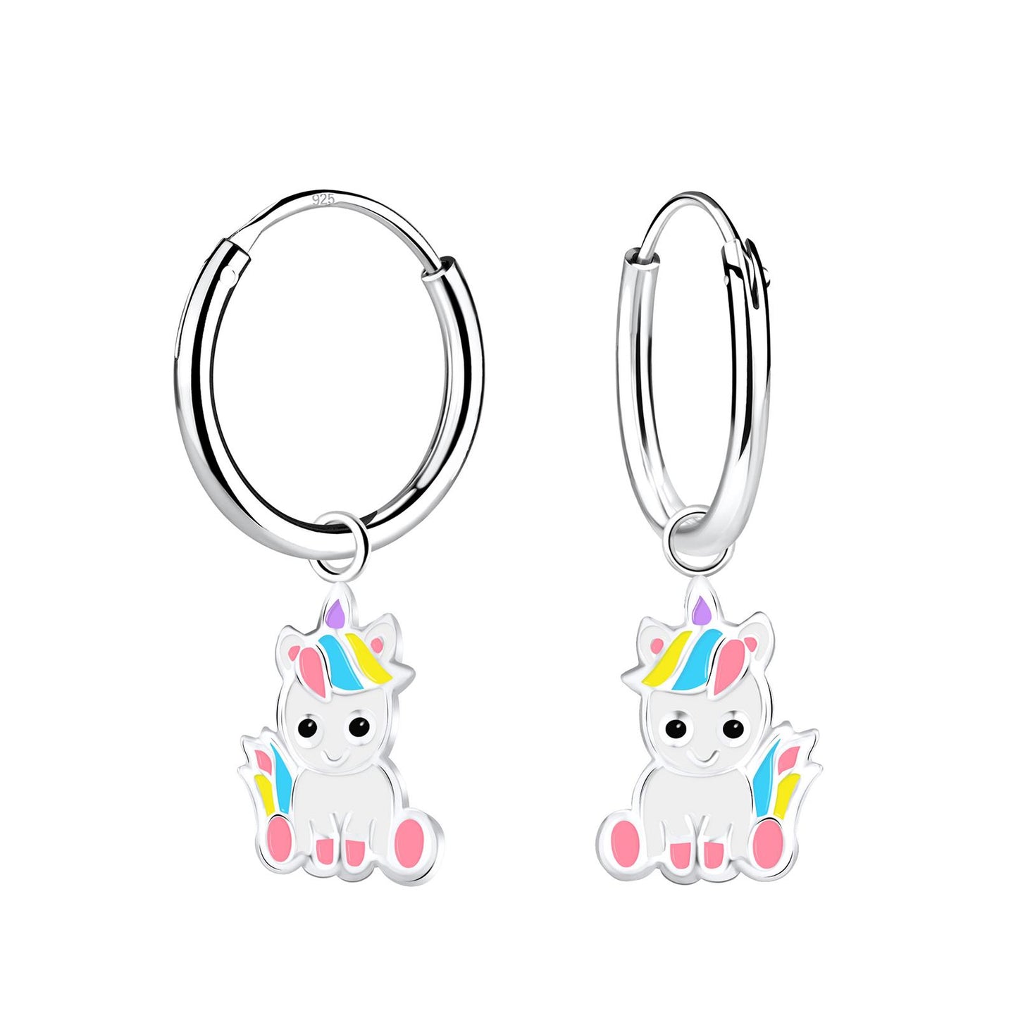 Mädchen Creolen Einhorn aus 925 Silber