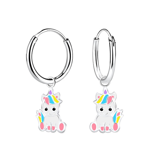 Mädchen Creolen Einhorn aus 925 Silber