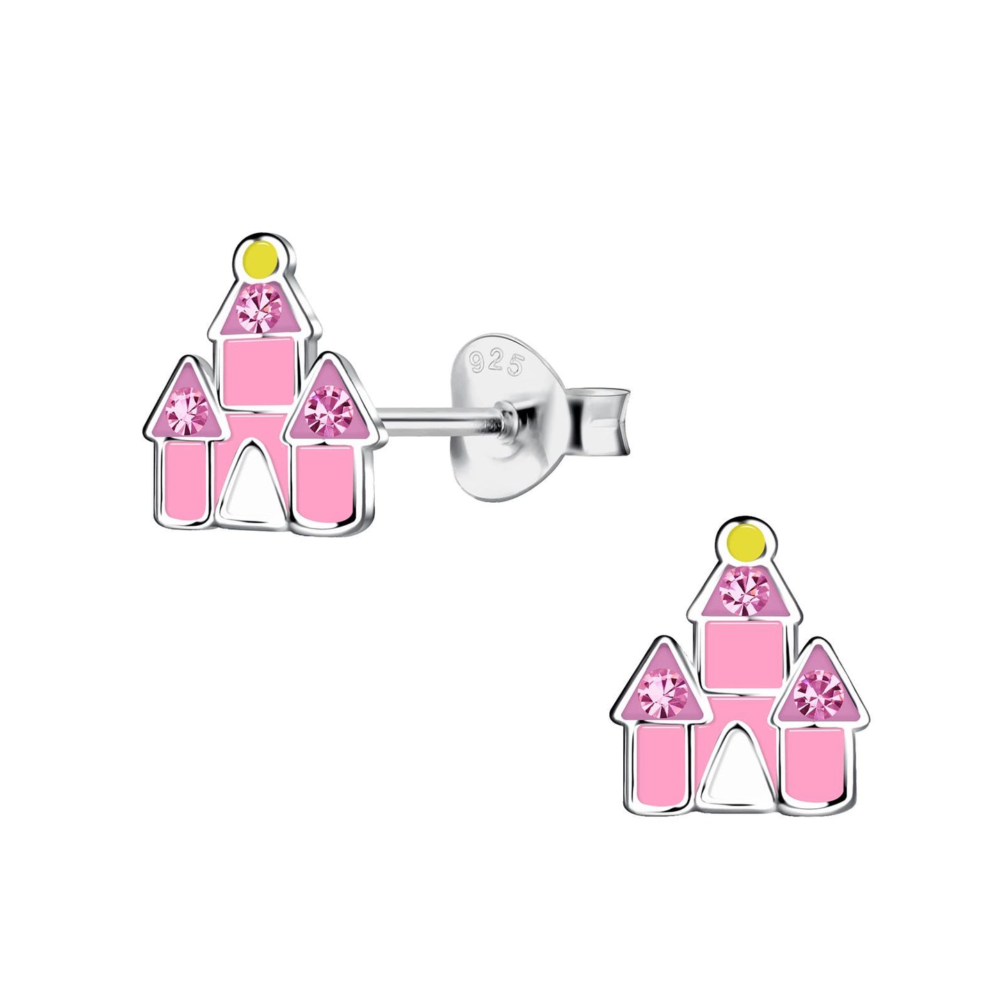 Children's earrings with a lock, made of 925 silver
