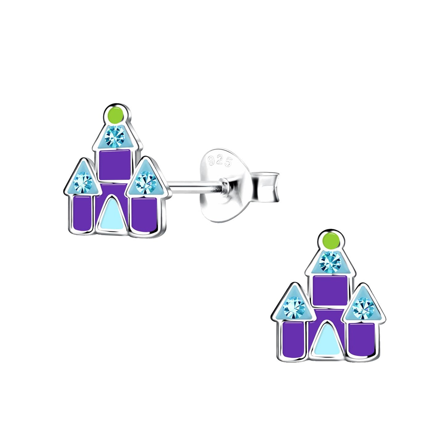 Children's earrings with a lock, made of 925 silver