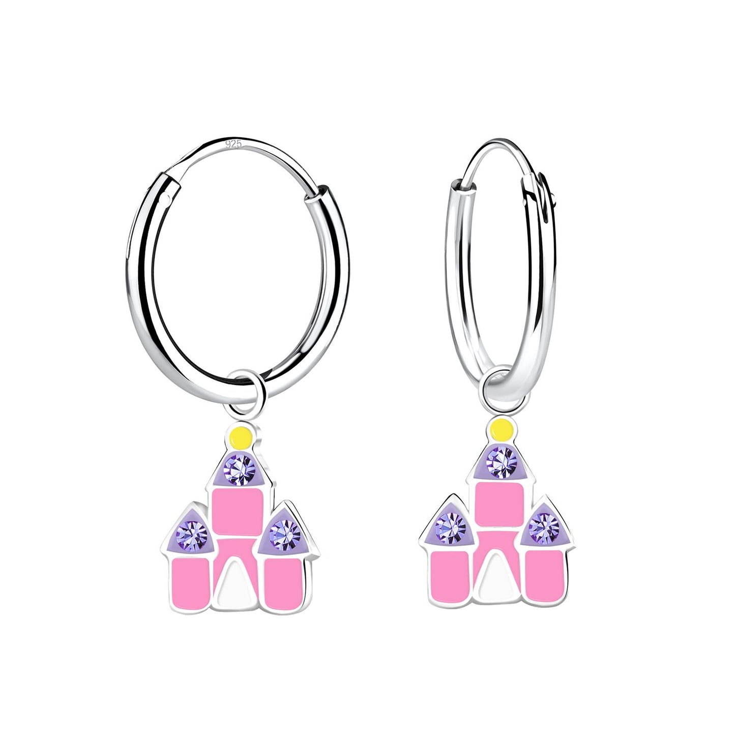 Kinder Creolen Schloss aus 925 Silber