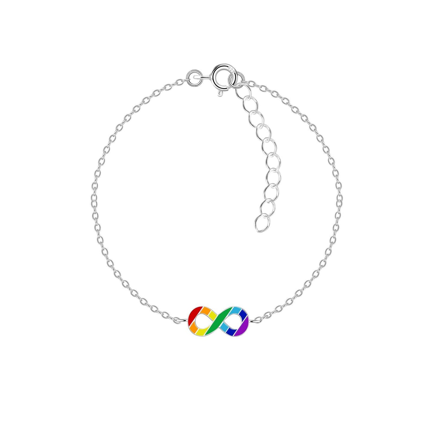 Kinder Armband Infinity Regenbogen aus 925 Silber