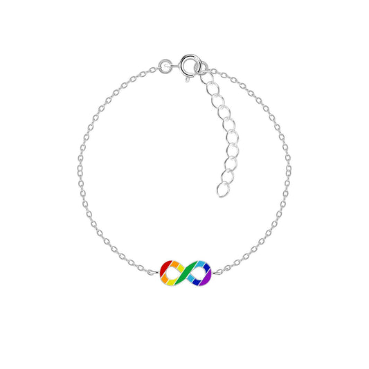Kinder Armband Infinity Regenbogen aus 925 Silber