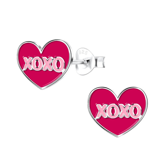 Mädchen Ohrringe Xoxo Herz aus 925 Silber