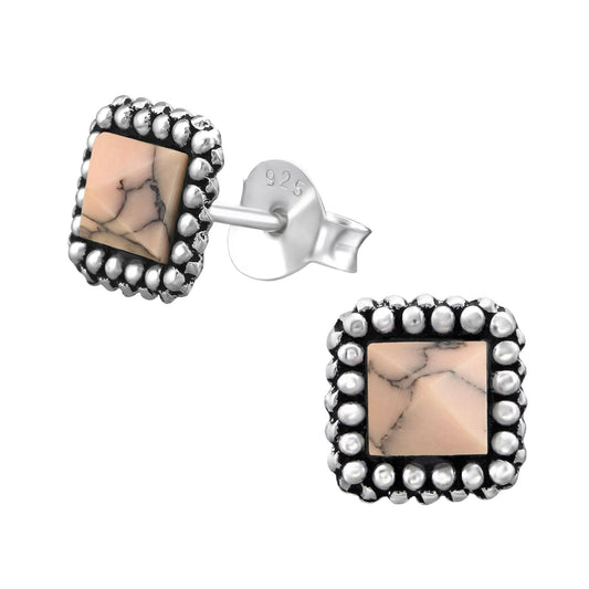 Kinder Ohrringe Quadrat aus 925 Silber