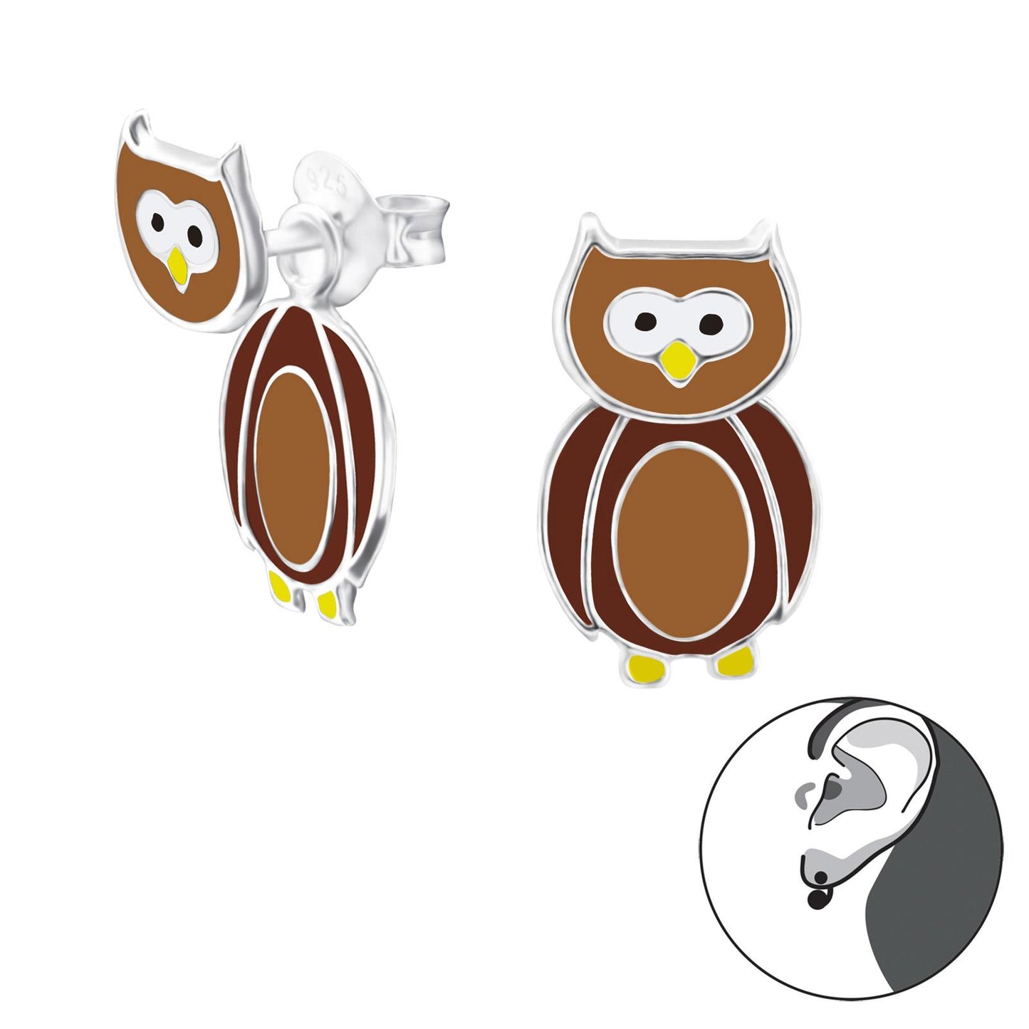 Mädchen Ohrringe Eulen aus 925 Silber