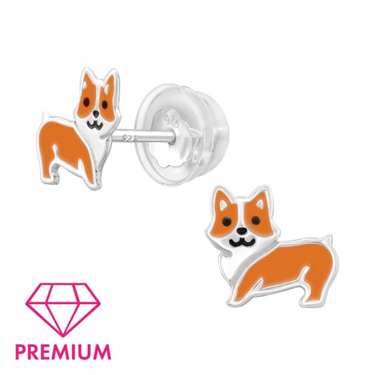 Kinder Ohrstecker Corgi Hund aus 925 Silber
