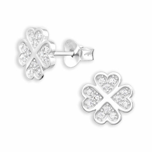 Kinder Ohrstecker Kleeblatt Glücksbringer aus 925 Silber