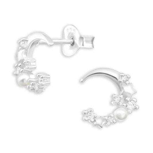 Kinder Ohrstecker Moon And Star aus 925 Silber
