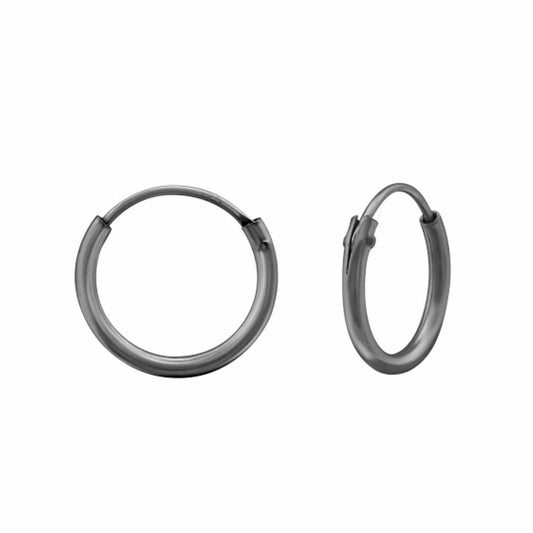 Kinder Creolen Schwarz aus 925 Silber