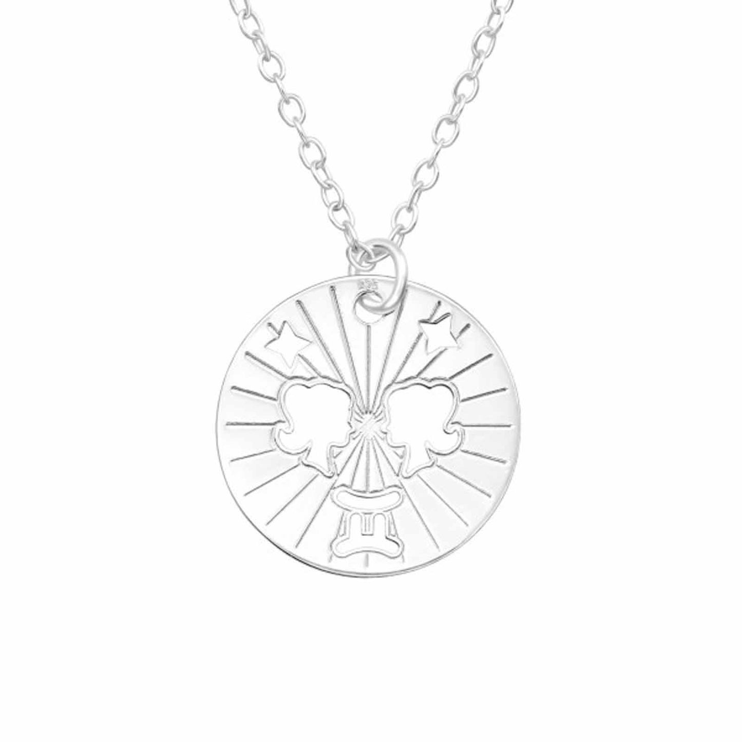 Kinderketting met sterrenbeeld Tweelingen, gemaakt van 925 zilver.