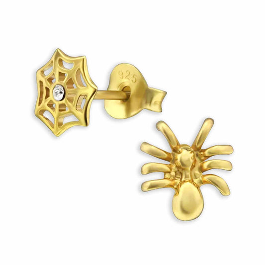 Kinder Ohrstecker Spinnen und Spinnennetz aus 925 Silber