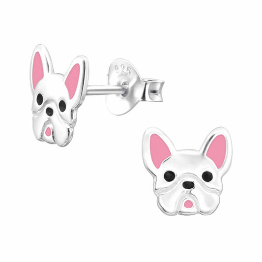Kinder Ohrstecker Französische Bulldoggen aus 925 Silber