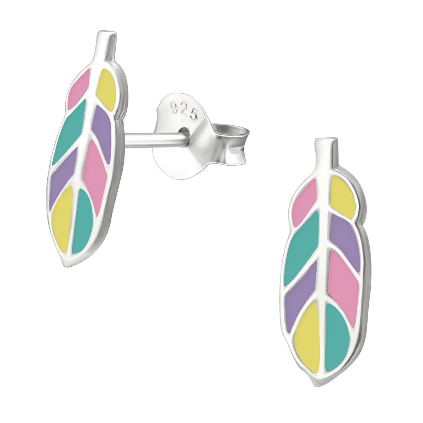 Kinder Ohrringe Feder aus 925 Silber