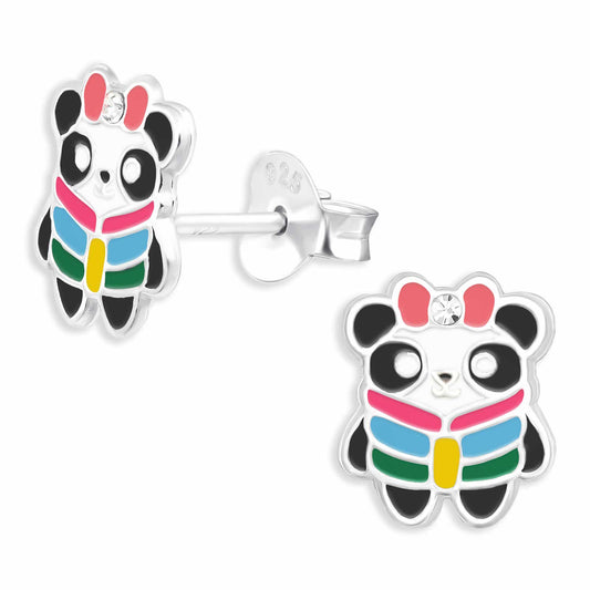 Kinder Ohrringe Panda aus 925 Silber