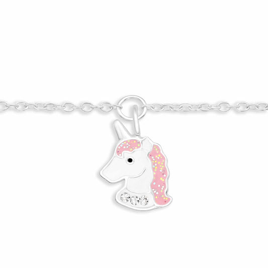 Kinder Armkette Glitzer Einhorn aus 925 Silber