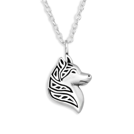 Kinderhalsketting met wolfmotief, gemaakt van 925 zilver.
