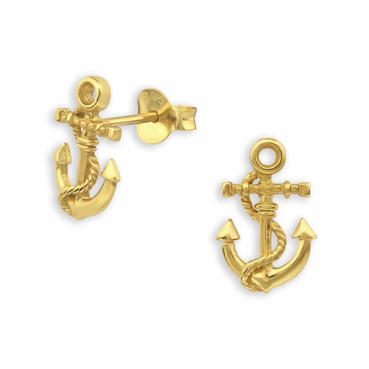Children's anchor stud earrings made of 925 silver