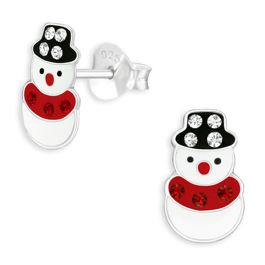 Kinderoorbellen in de vorm van een sneeuwpop, gemaakt van 925 zilver.