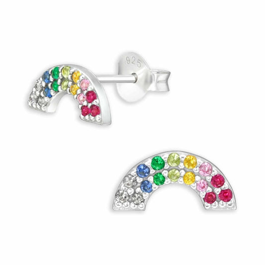 Kinder Ohrstecker Regenbogen Zirkonia aus 925 Silber