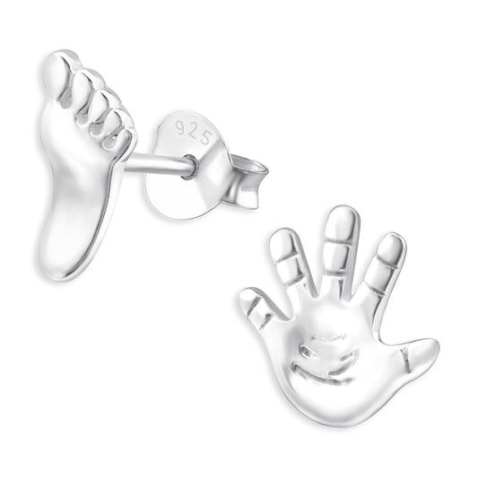Kinderoorbellen voor handjes en voetjes, gemaakt van 925 zilver.