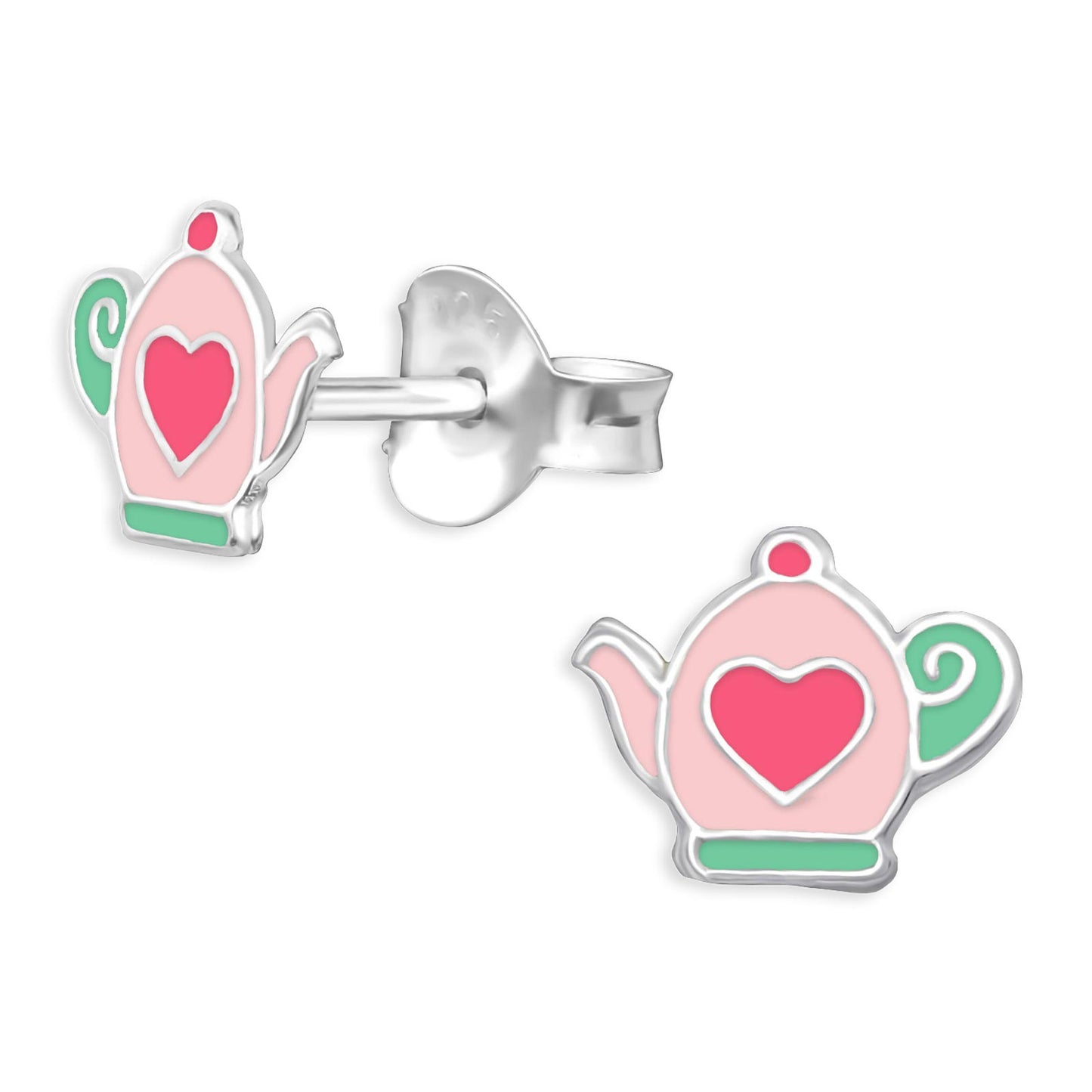 Kinder Ohrringe Tee Kanne aus 925 Silber