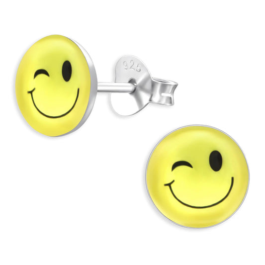 Emoji-oorbellen voor kinderen, gemaakt van 925 zilver.