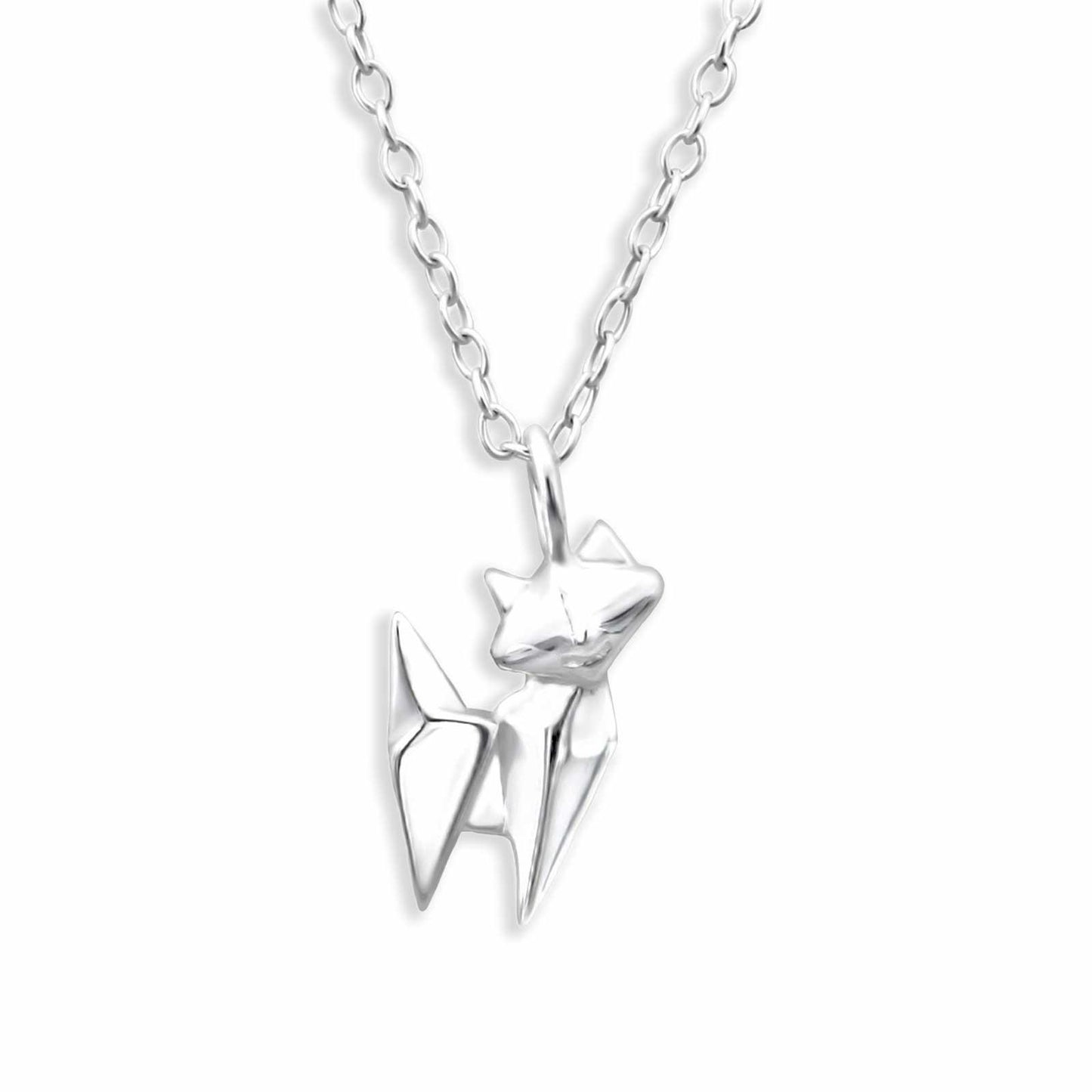 Kinderketting met origami katjes van 925 zilver.