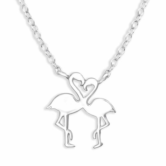 Kinderketting met flamingo, gemaakt van 925 zilver.