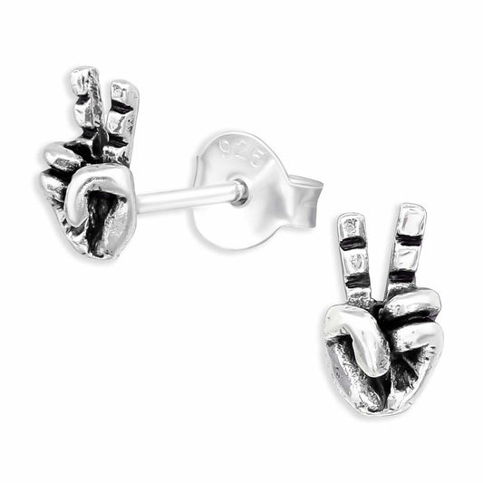 Kinder Ohrringe Peace Hand aus 925 Silber
