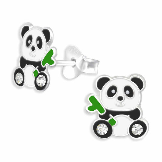 Kinder Ohrringe Panda aus 925 Silber