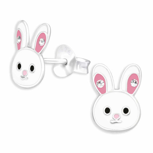 Konijnenoorbellen voor meisjes, gemaakt van 925 zilver.