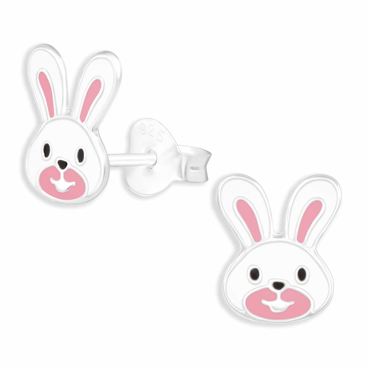 Konijnenoorbellen voor meisjes, gemaakt van 925 zilver.
