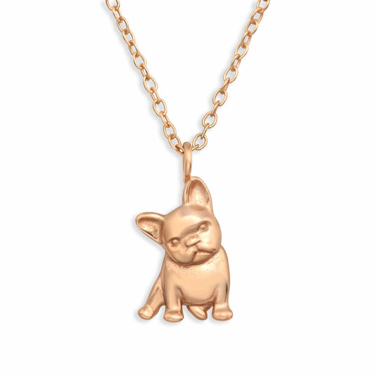 Kinderhalsketting met bulldogmotief, gemaakt van 925 zilver.