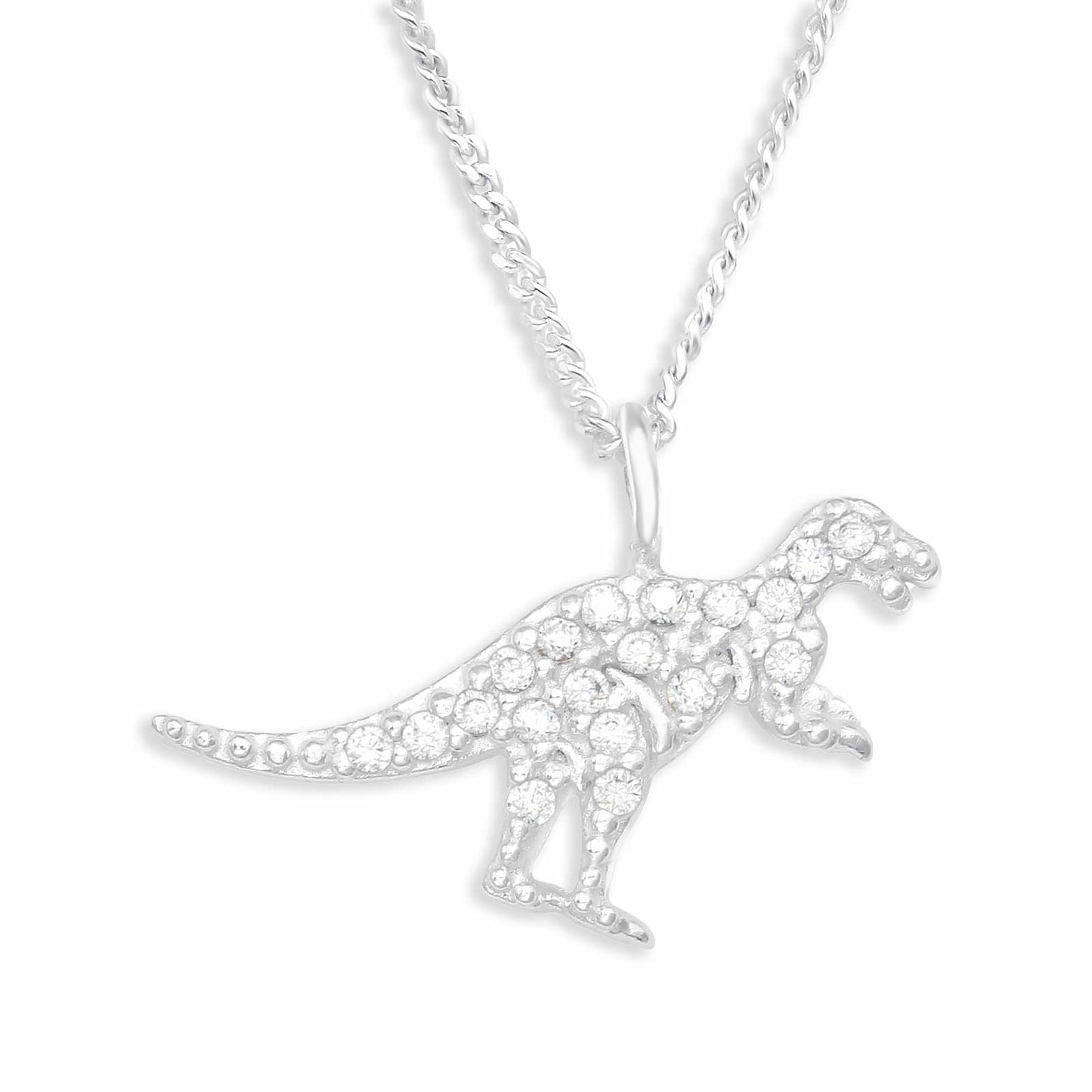 Kinder Halskette Glitzer Dino aus 925 Silber
