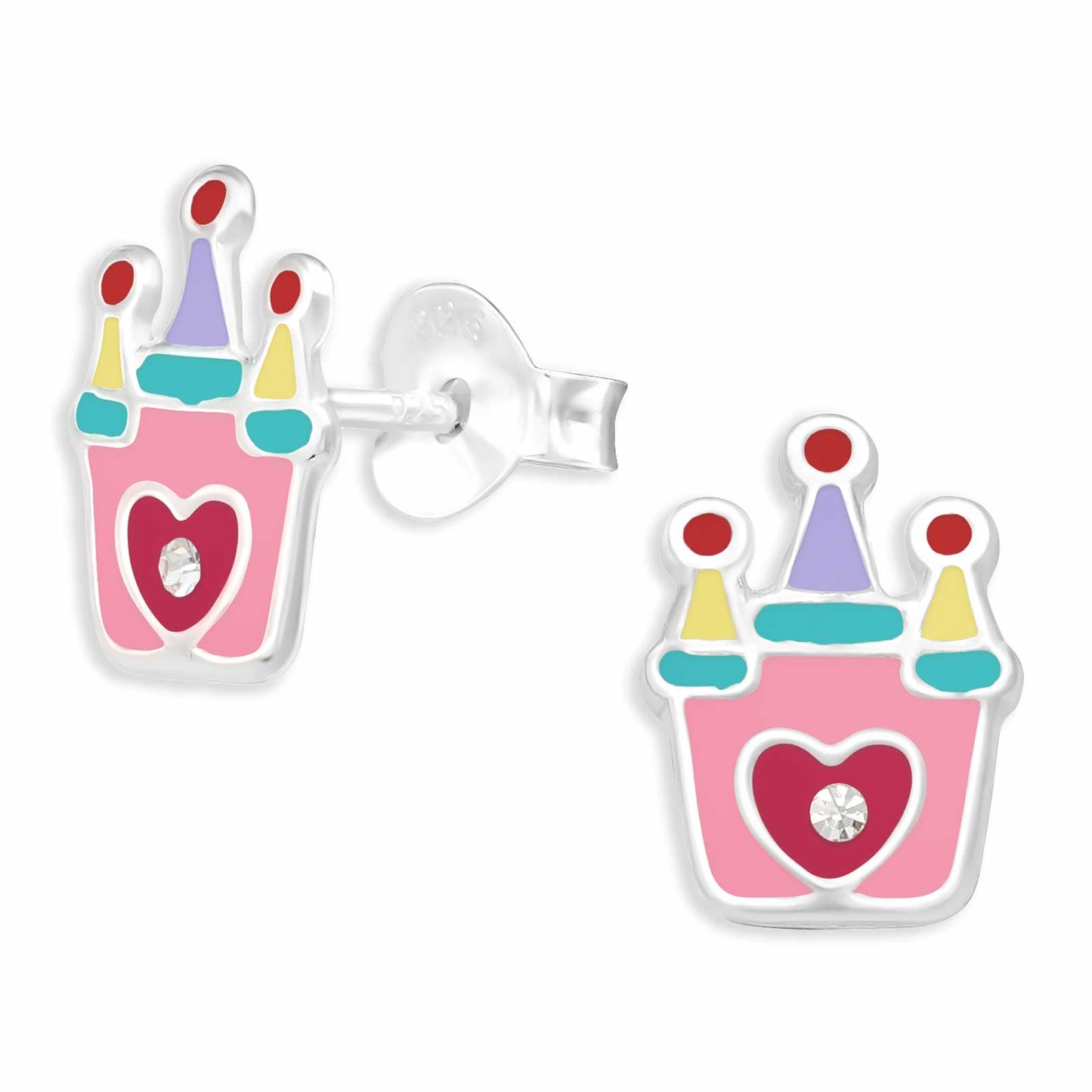 Kinder Ohrringe Burg aus 925 Silber