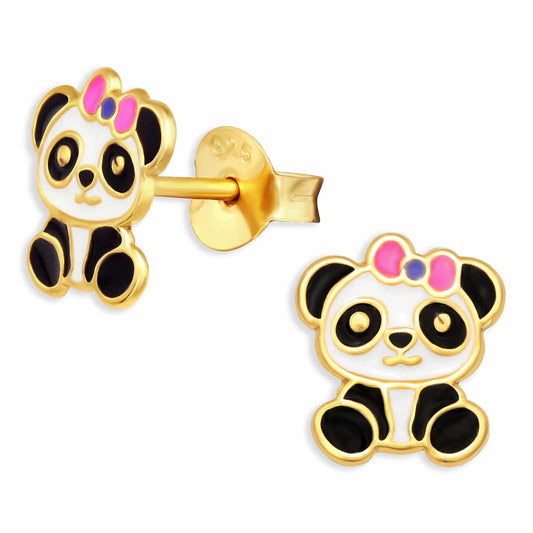 Kinder Ohrringe Panda aus 925 Silber