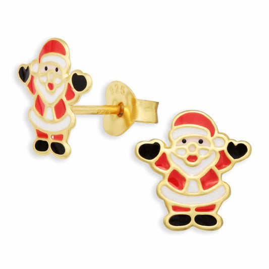 Kinderoorbellen met de kerstman, gemaakt van 925 zilver.