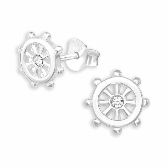 Kinder Ohrstecker Maritime Schiffsrad aus 925 Silber