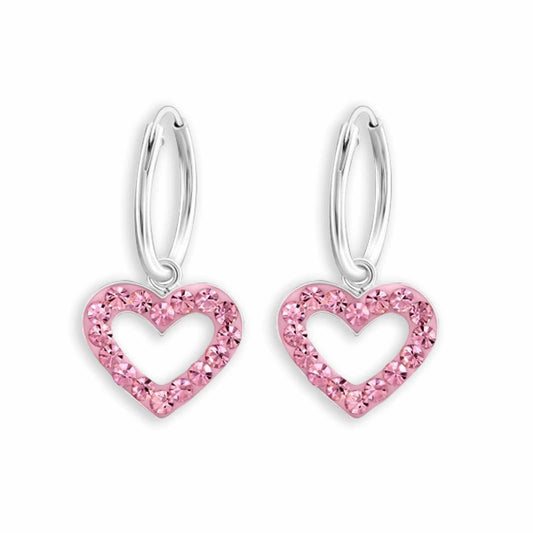 Mädchen Creolen Herzanhänger aus 925 Silber