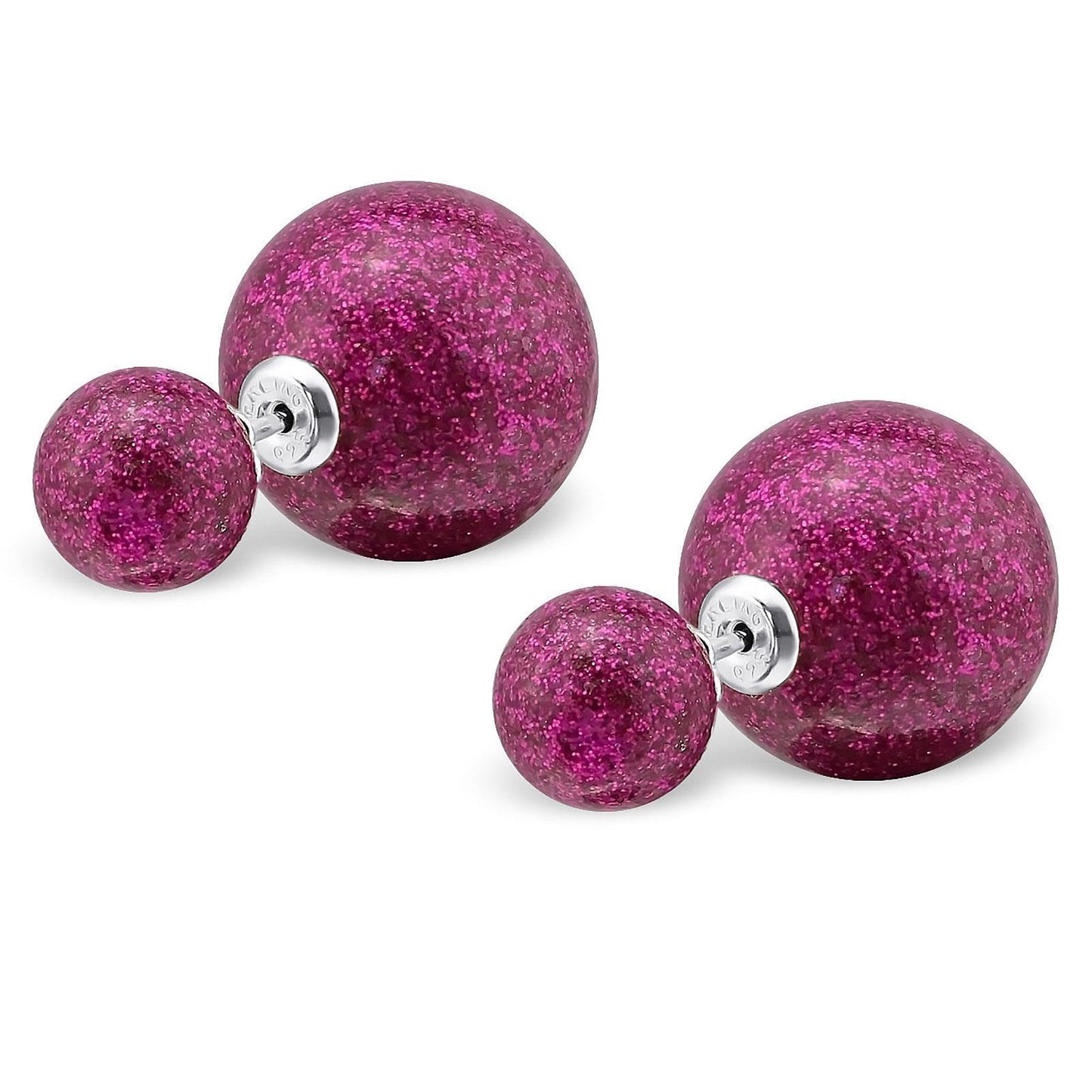 Kinder Ohrringe Doppel Kugel aus 925 Silber