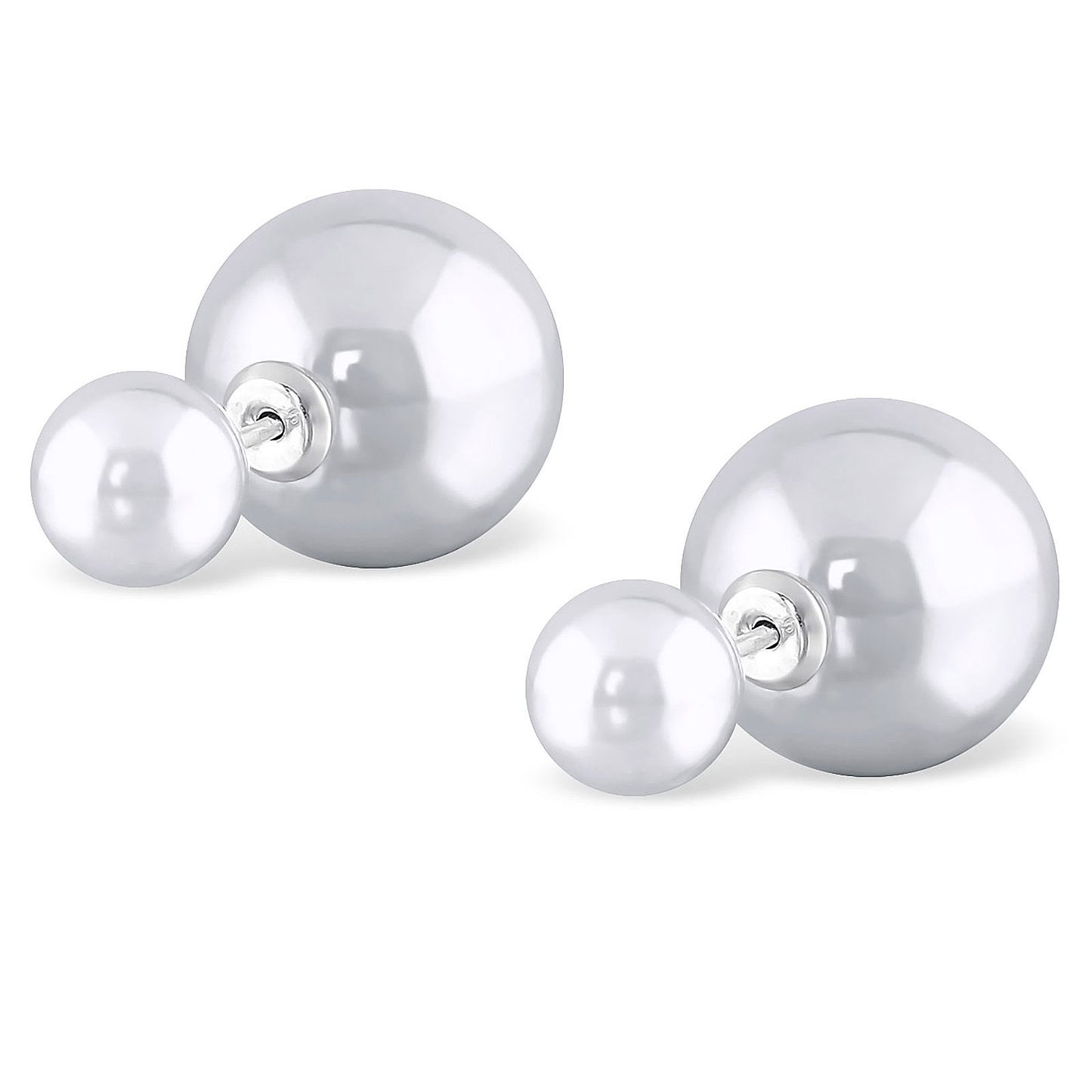 Kinder Ohrringe Doppel Kugel aus 925 Silber