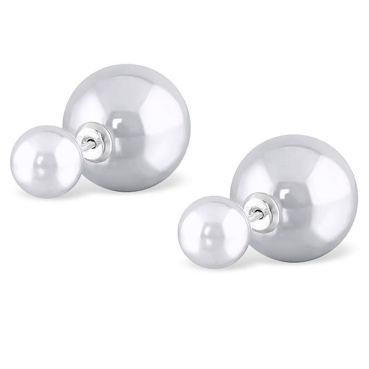 Kinder Ohrringe Doppel Kugel aus 925 Silber